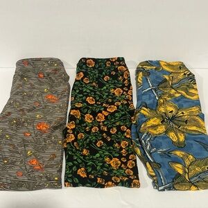 LuLaRoe NWOT Kids Leggings L/XL Lot of 3 Floral Pairs!  Lilly’s and Roses!